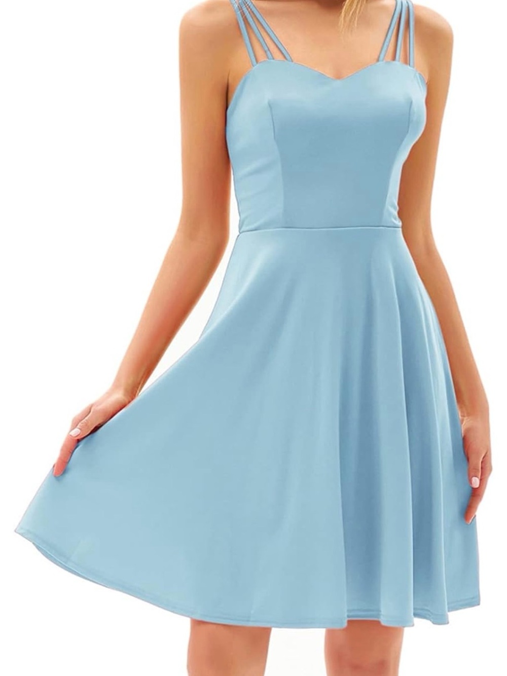 Grace Karin Light Blue Multi-Strap A-Line Mini Dress